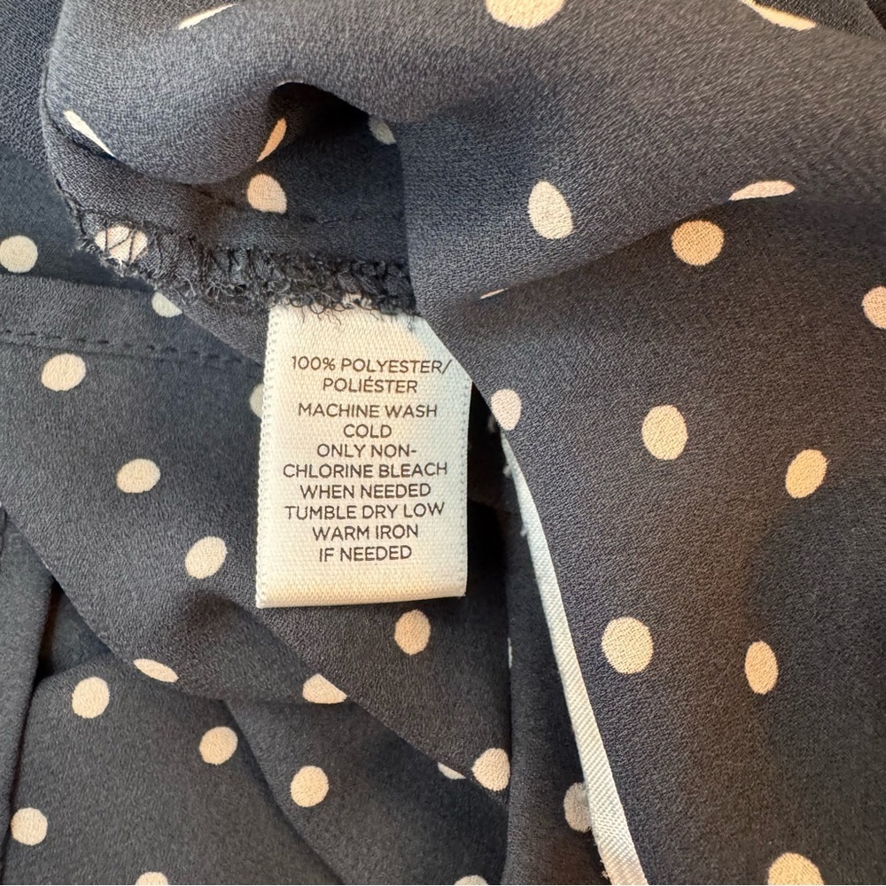 Loft Women's Size Small Blouse Top Short 3/4 Sleeve Blue Polyester Round Neck - Picture 8 of 8
